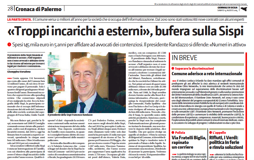 Articolo Sispi giornale di sicilia