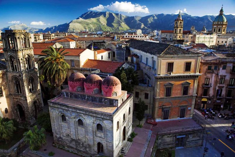 Italy, Sicily, Palermo district, Palermo, Mediterranean area, San Cataldo church and La Martorana